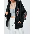 thumbnail image 6 of Womenacute;s Halloween Casual Hooded Coat Long Sleeve Spider Web Print Zip Up Hoodie with Pockets, 6 of 10