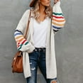 thumbnail image 5 of Fall Cardigans Women Over Warm Rainbow Stripe Print Long Sleeve Open Front Fashion Outwear Sweater Tops Women's Cardigans, 5 of 9