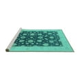 thumbnail image 2 of Ahgly Company Machine Washable Indoor Round Oriental Turquoise Blue Industrial Area Rugs, 4' Round, 2 of 4