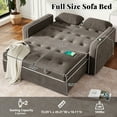thumbnail image 3 of Harper & Bright Designs Velvet Convertible Sleeper Sofa Bed with Adjustable Backrest, Pull-Out Bed with USB Charging Ports, Loveseat with Pull Out Bed for Apartments Small Spaces, 61.4" Brown Gray, 3 of 20