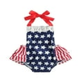 thumbnail image 1 of Bébé Fille 4ème de Juillet Combinaison Volantée Licol Romper Étoiles Stripe Body, 1 of 6