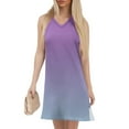 thumbnail image 4 of GXIPO V-Neck Summer Casual Beach Dress for Women 2025 Vacation Women's Sleeveless Sundress with Split Light Purple L, 4 of 4
