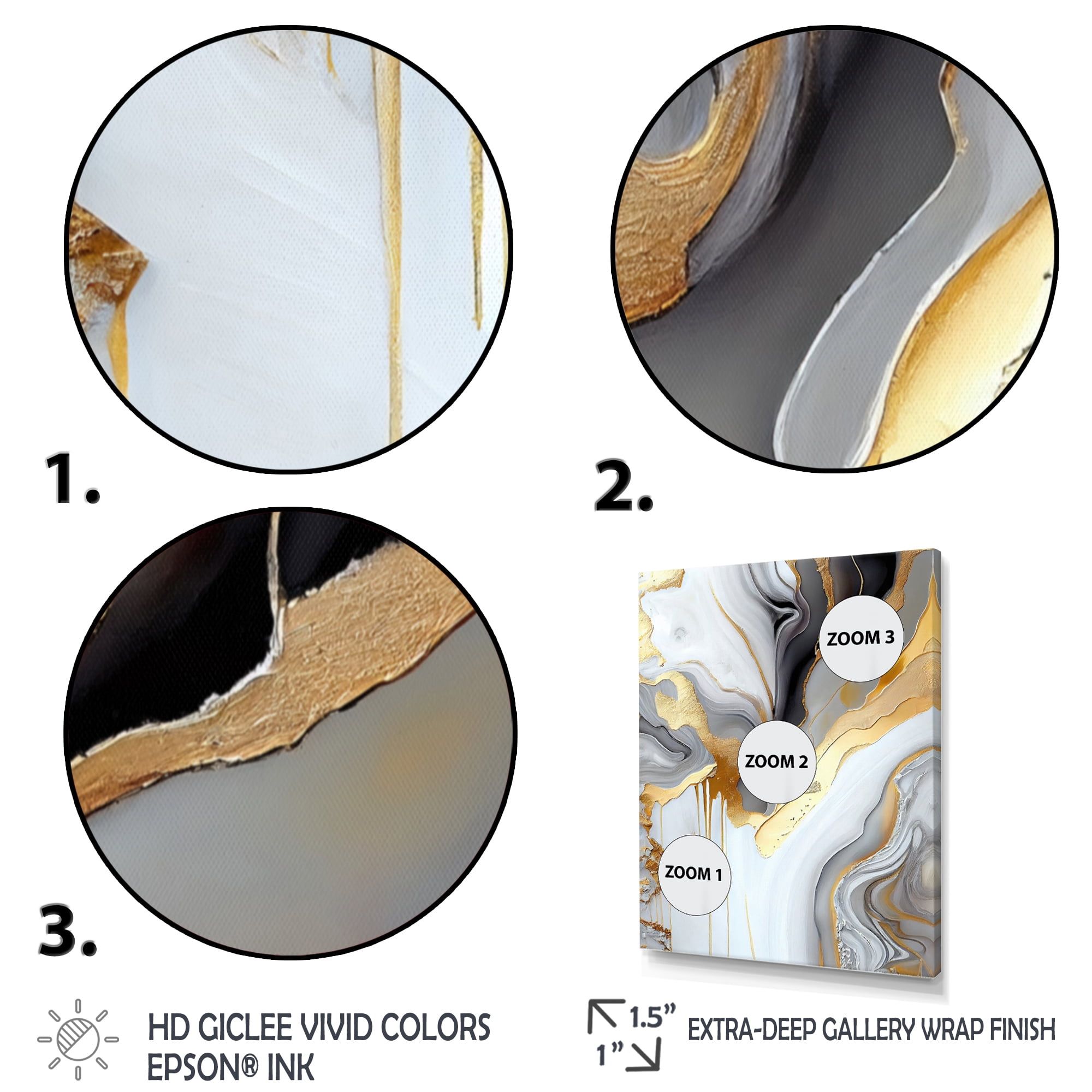 Designart White And Gold Marble Abstract II Canvas Wall Art