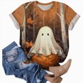 thumbnail image 6 of TOWED22 Halloween Shirts for Women T Shirt Holiday Ghost Graphic Crewneck Short Sleeve Tee Tops(Gold,S), 6 of 6