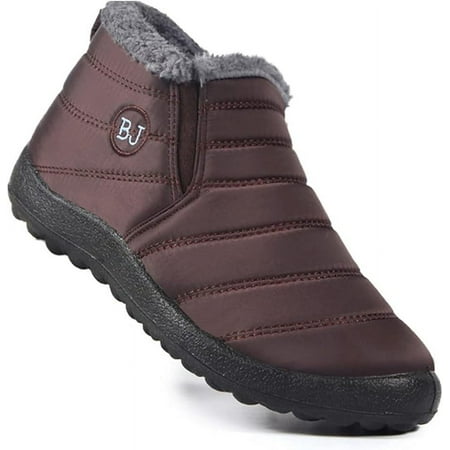 Men Women s Waterproof Ankle Boots Thick Outsole Non-slip Outdoor Lady Snow Boots Slip-on Winter Cotton Shoes
