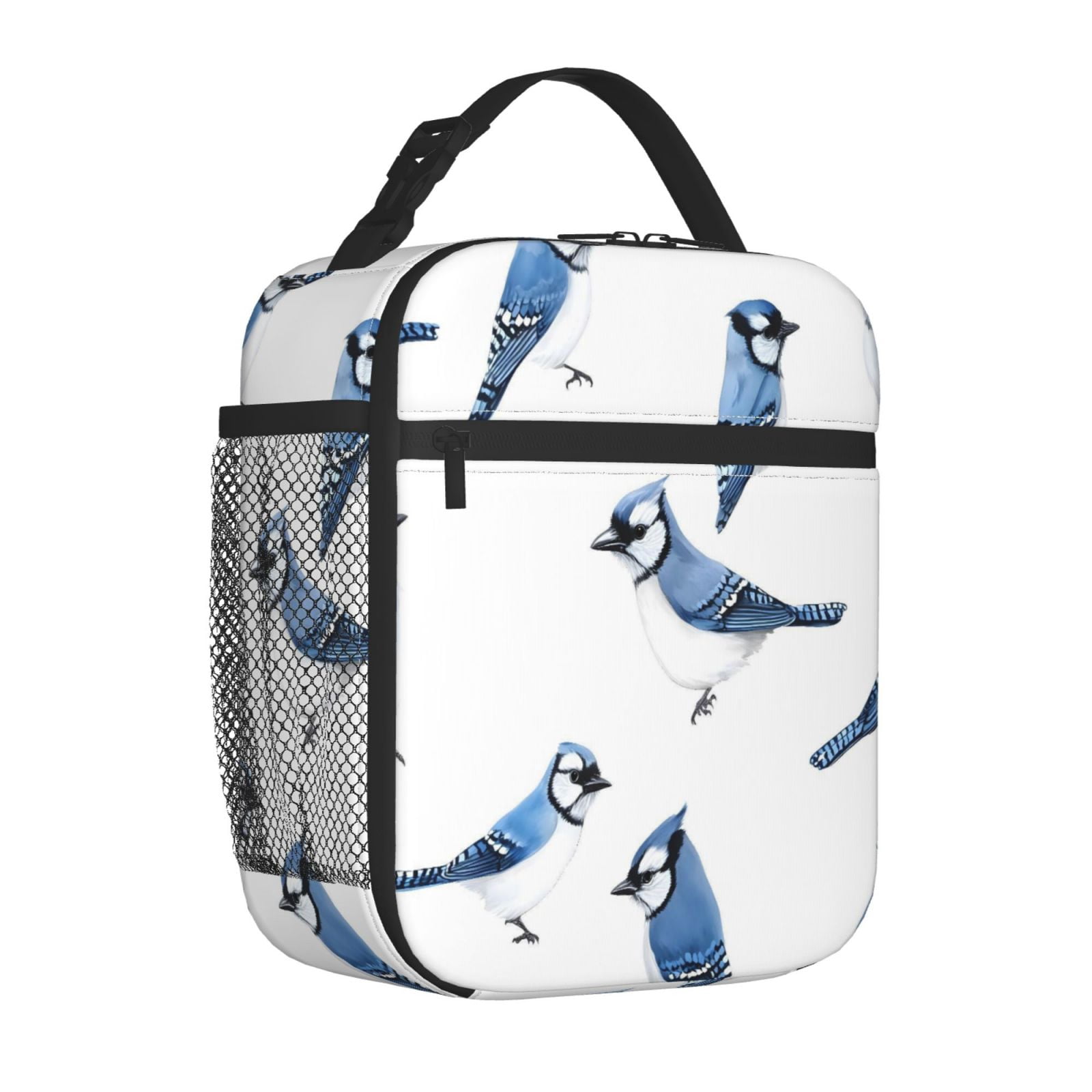 Lunch Bag For Women Men Insulated Portable Lunch Box Bento Box Office Picnic Travel Cooler Bag Blue-And-White Bird