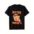 thumbnail image 1 of T-Shirt Homme Drôle de Chat - Imprimé Chatons et Seaux de Maïs Éclaté - Coupe Régulière Noire Col Rond - Lavable en Machine Été, 1 of 5