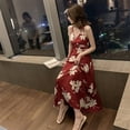 thumbnail image 4 of Women's Sexy Deep V Neck Backless Floral Print Maxi Party Dress, 4 of 7