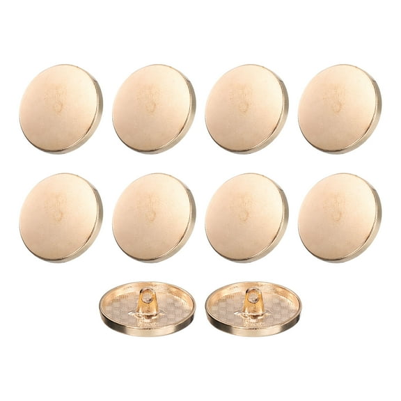 Uxcell 10pcs 40L Metal Round Flat Button Sewing Buttons 25mm Alloy Shank Craft Replacement Button for Men Women Suit Coat Shirt, Gold Tone