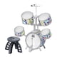 thumbnail image 1 of Juego de batería para niños, juguete educativo para el día de los niños, PVC, incluye baquetas, taburete, juguete musical para conciertos, actividades Borde gris, 1 of 8