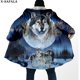thumbnail image 1 of Capa gruesa y cálida con capucha para hombre, abrigo de lana a prueba de viento, Native Dream Catcher, Wolf Art Moon, estampado 3D, bata, manta, 4, 1 of 4
