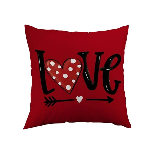 Decoración de Día de San Valentín Funda de Almohada Patrones en Forma de Corazón Cojín de Sofá Decoración de Ambiente Festivo Decoración de Sala de Estar Y Dormitorio Decoraciones de Día de San Valent