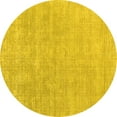 thumbnail image 1 of Ahgly Company Machine Washable Indoor Round Oriental Yellow Industrial Area Rugs, 4' Round, 1 of 4