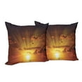 thumbnail image 6 of Ambesonne Nature Throw Pillow Cover 2 Pack, Burning Sunset, 20", Orange, 6 of 6
