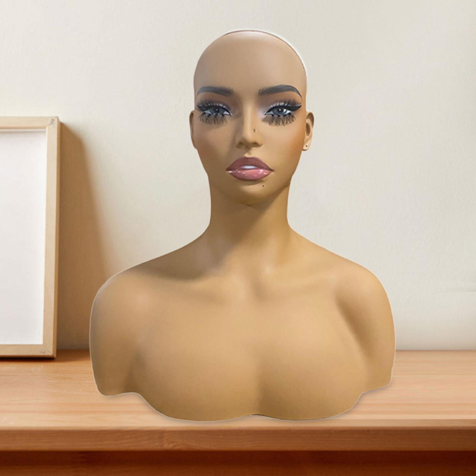 EHJRE Female Mannequin Head with Shoulders Hat Display Rack with Makeup Holder Display Model for Sunglasses Hairpieces Hats