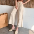 thumbnail image 6 of Lixiuxyad Cargo Pants for Women Women Solid Casual Pocket Wide Leg Pants Elastic Waist Belt Loose Pants Cropped Pants Yellow, 6 of 6