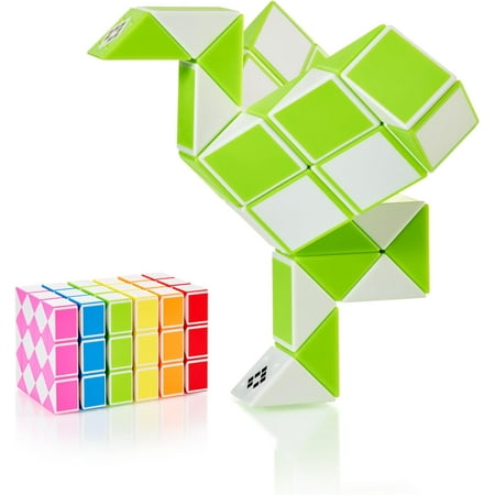 CUBIDI® Magic Snake Cube | Fidget Snake Toy for Kids | Travel Toys for Kids Ages 4-8 | Great Gift for Boys and Girls Birthday, Christmas, Stocking Stuffers - 36 Blocks | 0.9 inch x 0.7 inch | Blue