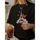 thumbnail image 1 of Camiseta estampada de cuello redondo, top vintage informal estampado para mujer, camisetas de ocio., 1 of 5