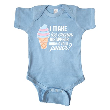 

Inktastic I Make Ice Cream Disappear What s Your Power Gift Baby Boy or Baby Girl Bodysuit
