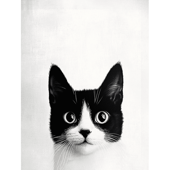 Black and White Cat Canvas Wall Art, Perfect for Living Room, Bedroom, Office, Kitchen, and Bathroom Decor