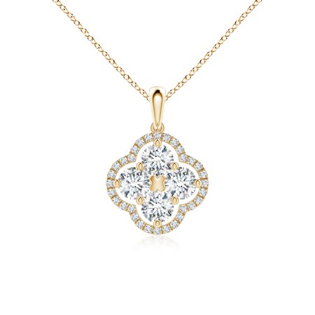 ANGARA IGI Certified Lab Grown 1 Ct Diamond Pendant for Women in 14K Yellow Gold (Size-4.1mm| Color-F-G| Clarity-VS) | April Birthstone, Anniversary, Jewelry Gift for Women | Diamond Necklace