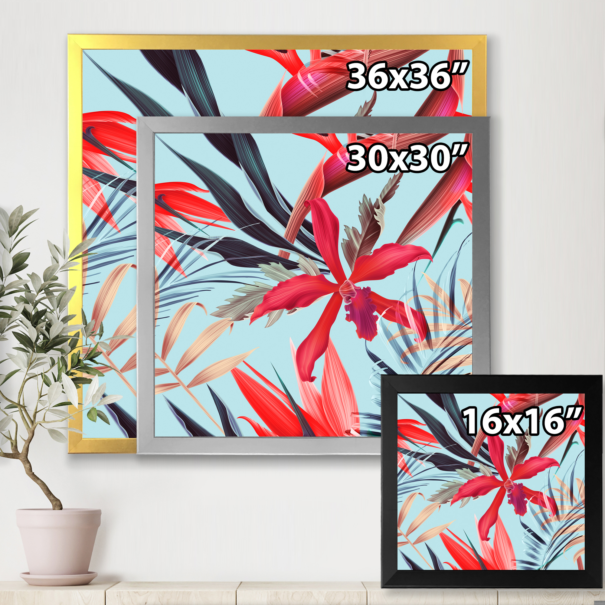 Designart 'VIntage Tropical Flowers IV' Traditional Framed Art Print