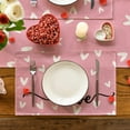 thumbnail image 7 of mubwai Pink Love Hearts Placemats Set of 4, 12x18 Inch Seasonal Table Mats for Party Kitchen Dining Decoration, 7 of 7