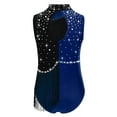 thumbnail image 4 of YiZYiF Kids Girls Tassel Latin Jazz Dance Leotard Sleeveless Sparkly Rhinestone Gymnastics Leotard Navy Blue 12, 4 of 6