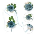 thumbnail image 6 of Raindrops Elegant Corsage and Boutonniere Set Plastic Sky-Blue Weddings 1 Set, 6 of 6