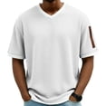 thumbnail image 4 of Ceisia Men's Waffle Knit Short Sleeve V-Neck T-Shirt Breathable Textured Solid Color Pullover Casual Top Gifts for Father, 4 of 9