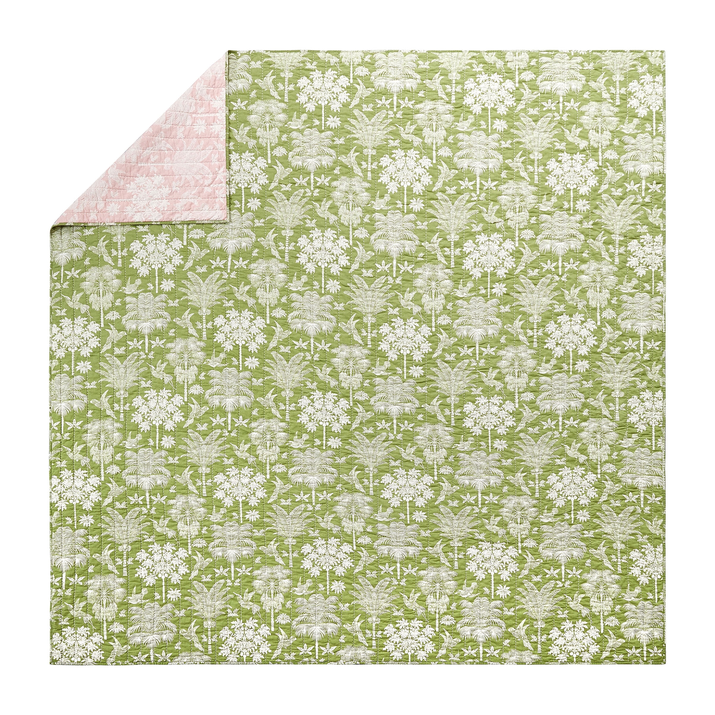 Spartina Queenie Palm Royale 3-Piece Quilt Set, Green, King