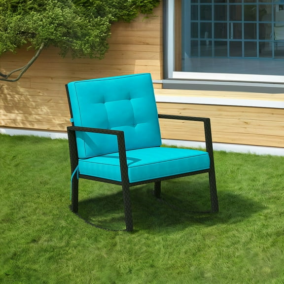 Aimee Lii Outdoor Rocking Chair, Patio Rocker Chair, Weather Resistant,for Lawn, Porch, Backyard, Indoor and Garden, Blue
