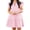Pink, variant on Plus Size Women V-neck Short Sleeve A Line Ruffle Mini Dress