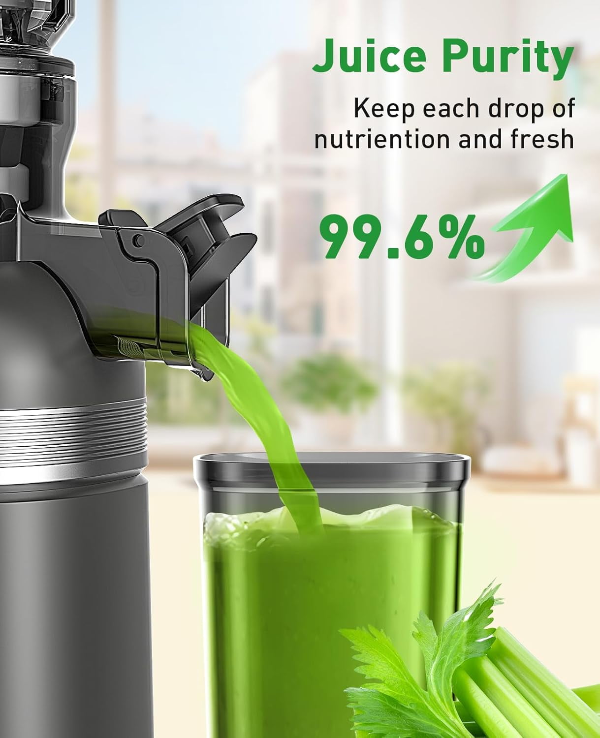 Cold Press Juicer Machines for Whole Vegetables & Fruits, Slow Masticating Juicer Maker with Wide Feed Chute, High Juice Yield, Easy to Clean