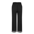thumbnail image 5 of Miluxas Women's Casual Ankle Cuffed Striped Hem Pants Loose Fit Drawstring Elastic Waist Wide Leg Trousers with Pockets for Summer Beach Vacation Black, 5 of 7