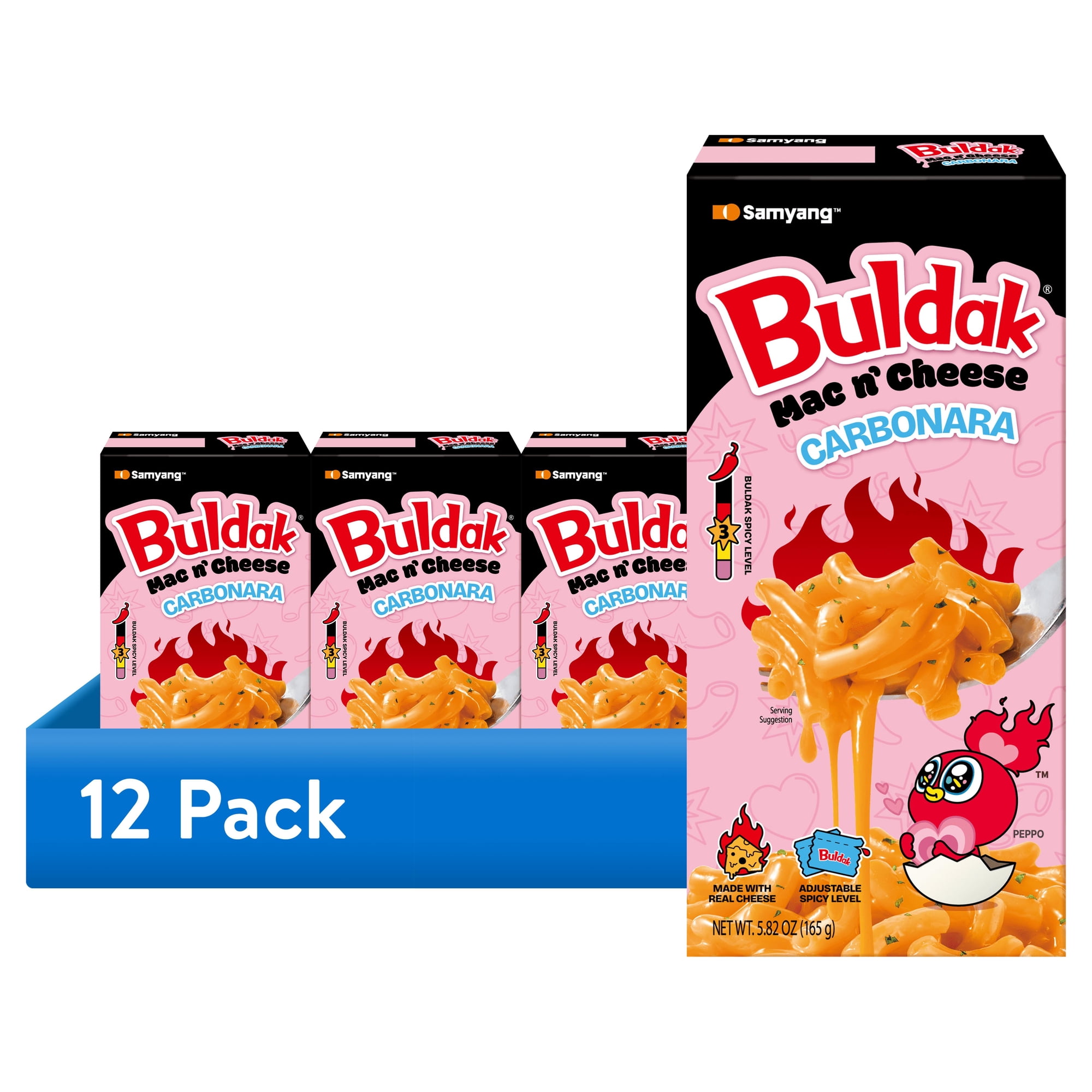 (12 pack) Samyang Buldak Carbonara Mac & Cheese, No Milk Required, 5.82 oz Box