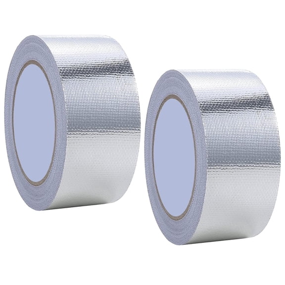Industrial Aluminum Foil Duct Tape 2 Rolls Heavy Duty High Temp Fireproof Tape Fiberglass Reinforced Adhesive Tape for Pipe Insulation Industrial Repairs 2 in x 65 ft x 2 Rolls,Topboutique