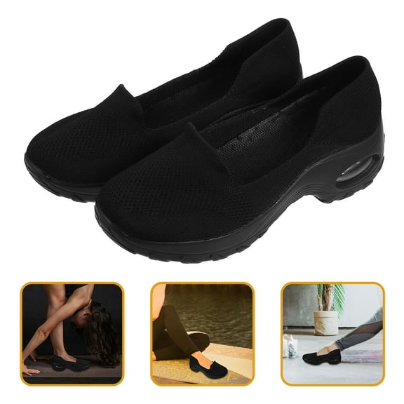 AURARMLET Breathable 1 Pair Sports Shoes Black Mesh Cloth Anti-skid for Women Travel