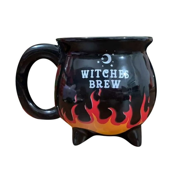 Halloween Cauldron Coffee Mug 12oz - Spooky Witch's Brew Ceramic Cup with Magic Flame Color Changing Effect - Ideal for Tea, Hot Chocolate & Coffee - Fun Witchy Drinkware for Adults & Kids