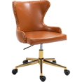 thumbnail image 1 of Meridian Furniture Hendrix Swivel Adjustable Cognac Vegan Leather Office Chair, 1 of 8