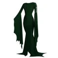thumbnail image 2 of Disfraz de Morticia Addams para mujer, vestido de cosplay, sexy, punk, gótico, bruja, vintage, con cordones, ajustado, para Halloween, 2 of 6