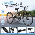 thumbnail image 3 of Lilypelle Adult Mountain Tricycle, 7 Speed 3 Wheel Bike, 24/26/27 Inch Adult Trikes w/ Front Suspension, All Terrain Tires, Large Rear Basket, Disc Brakes, Bottle Cage for Seniors, Women, Men, 3 of 9