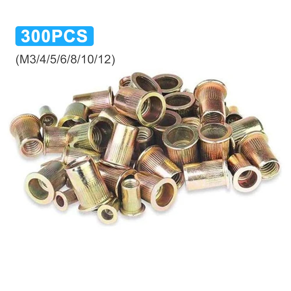 165Pcs M3-M8 Rivet Nut Kit Mixed Zinc Steel Rivnut Insert Nutsert Threaded Set 