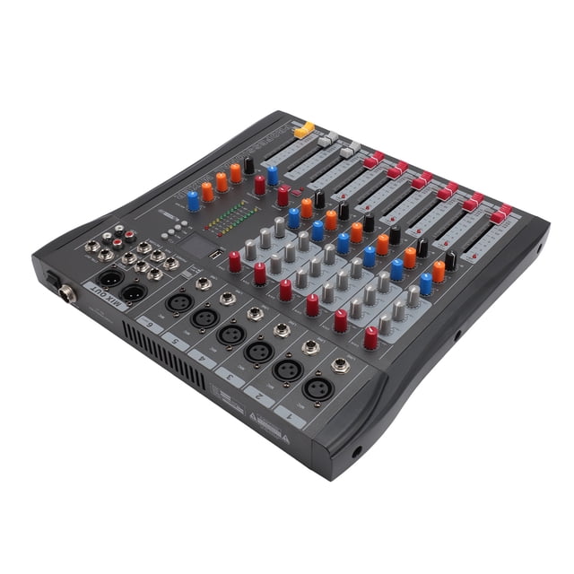 6 Channel Sound Mixer, Iron Shell 6 Channel Stereo Mixer Rich Interfaces Plug and Play for Streaming for Podcasting US Plug
