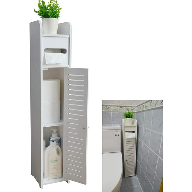 Small Bathroom Storage Corner Floor, Narrow Cabinet With Shelves And Doors