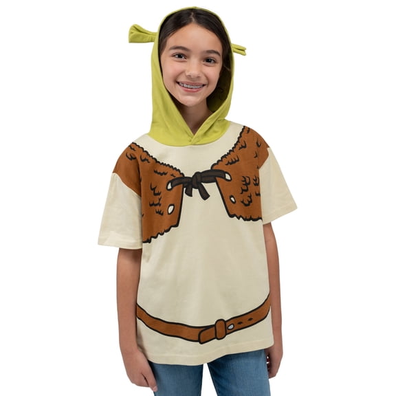 DreamWorks Shrek Little Kids' Boy or Girl Cosplay Hooded T-Shirt Green Tan