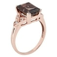 thumbnail image 2 of 10k Rose Gold Vintage Style Genuine Emerald-cut Smoky Quartz and Diamond Ring, 2 of 5