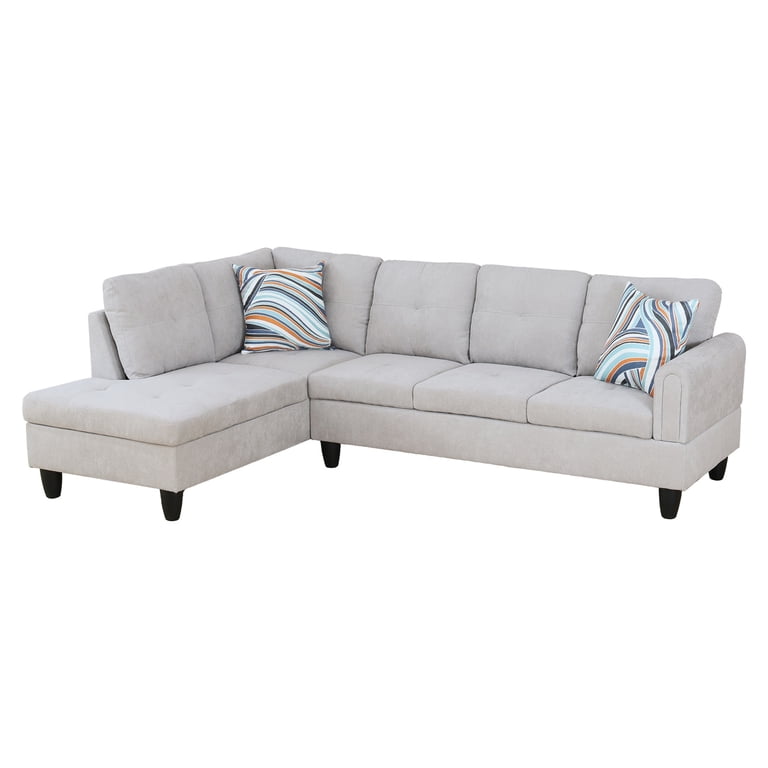 Hommoo Flannel Sectional Couch Sofa Set, Modern L Shaped Couch
