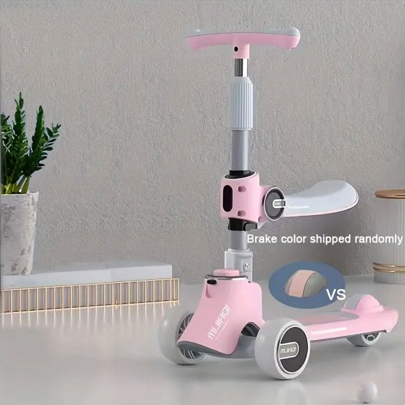 Foldable/Detachable Seat Kids Scooter - Adjustable Height 3 Wheel Toddler Scooter for Boys & Girls