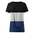 thumbnail image 4 of tklpehg Womens Short Sleeve Tops Leisure Summer Loose Fit Lightweight Blouse Short Sleeve T Shirts Crew Neck Front Twist Basic Color Block Graphic Fashion Tops Blue XXXL, 4 of 7